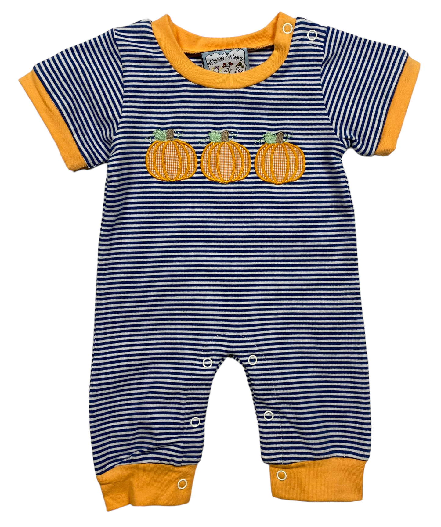 Three Sisters Boys Pumpkin Applique Romper