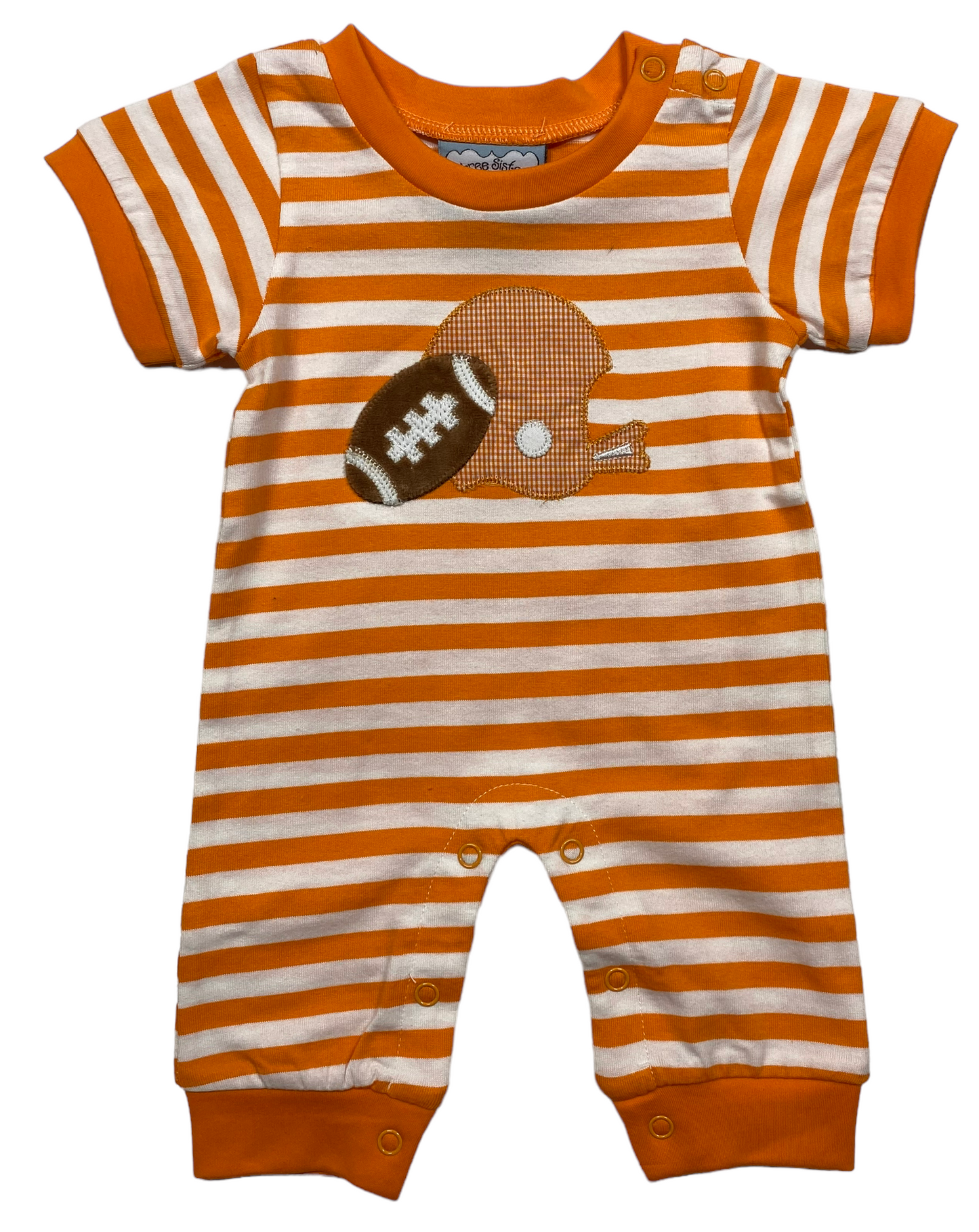 Three Sisters Orange Football Boys Romper