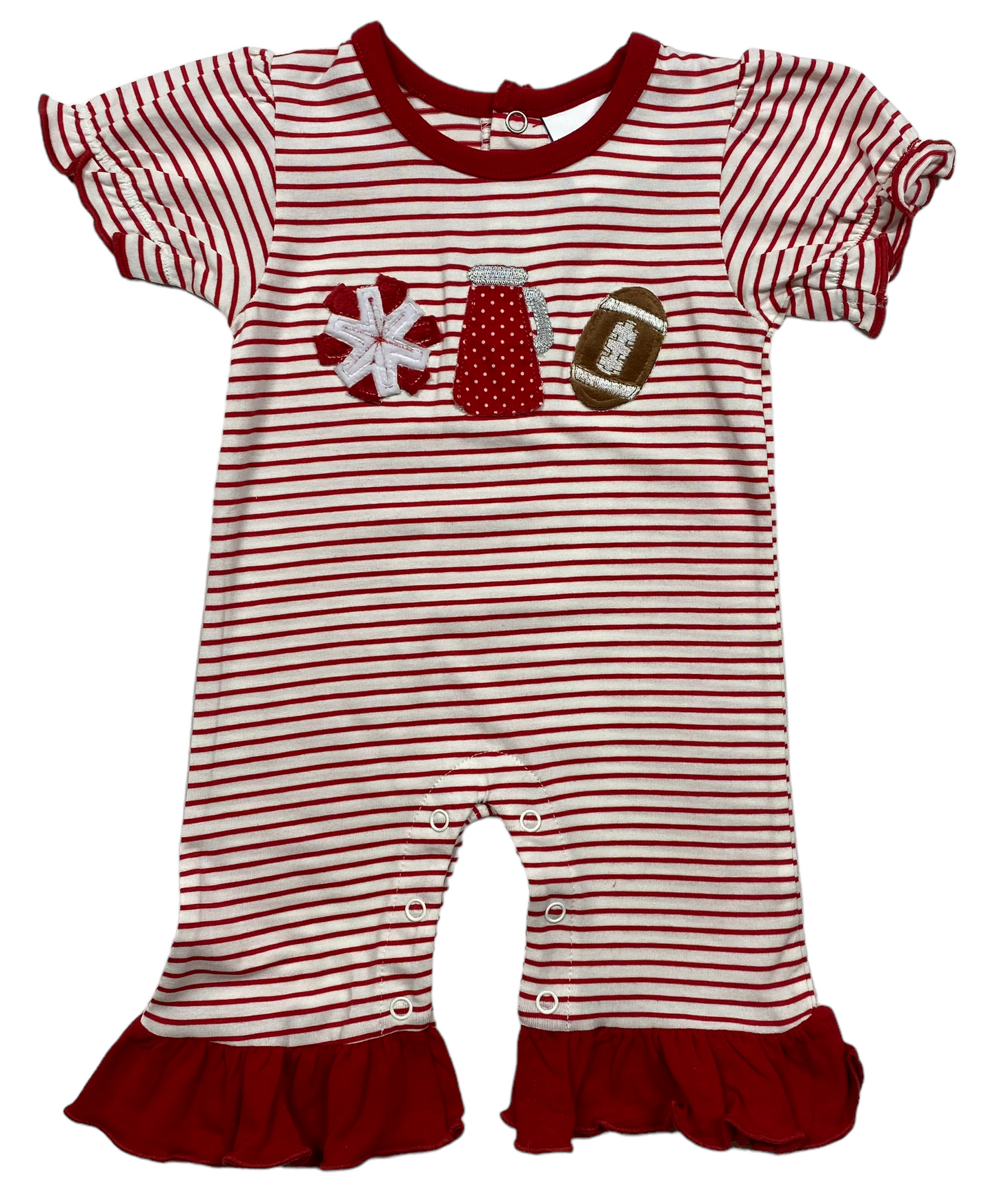 Three Sisters Red Football Girls Romper