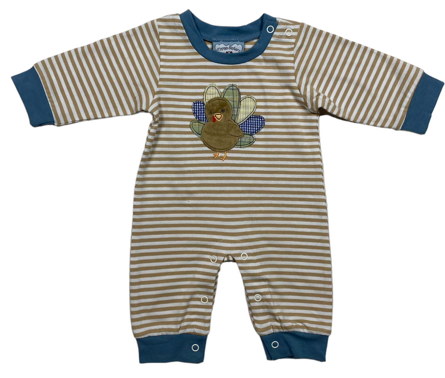 Three Sisters Turkey Applique Boys Romper