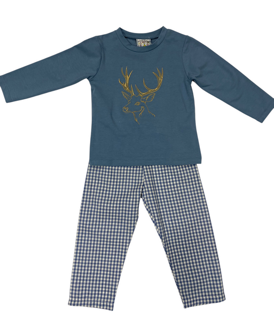 Three Sisters Deer Embroidery Pant Set