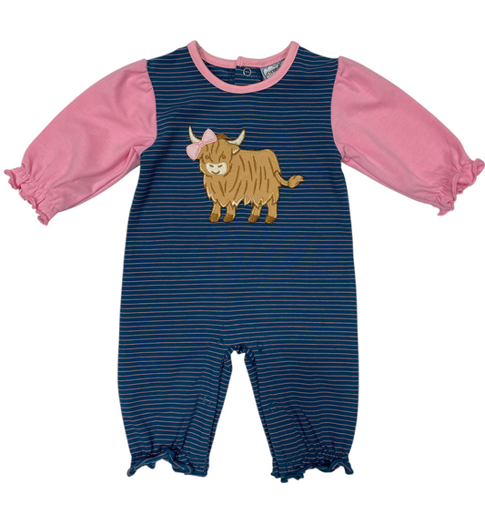 Three Sisters Highland Cow Girls Romper