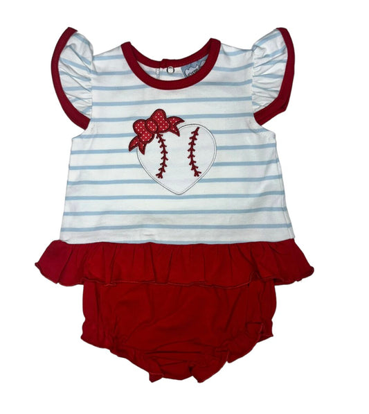 Three Sisters Baseball Girls Applique Bloomer Set