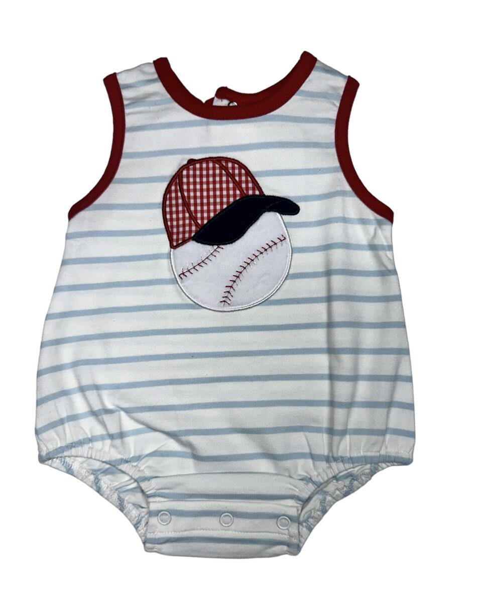 Three Sisters Baseball Boys Applique Bubble