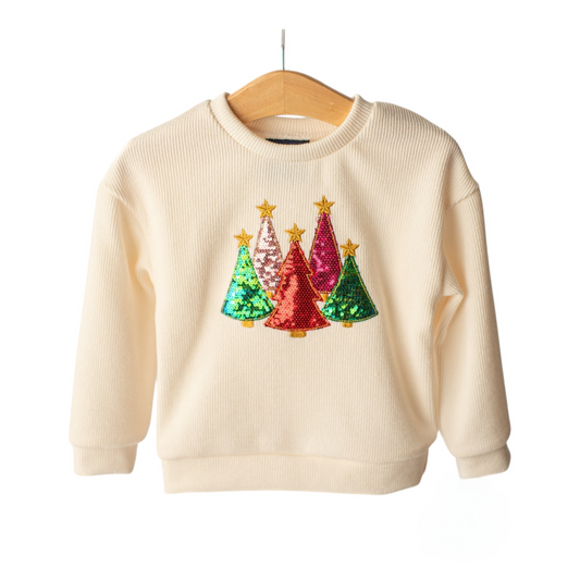 Emma Jean Kids Christmas Tree Sparkle Appliqué Sweater