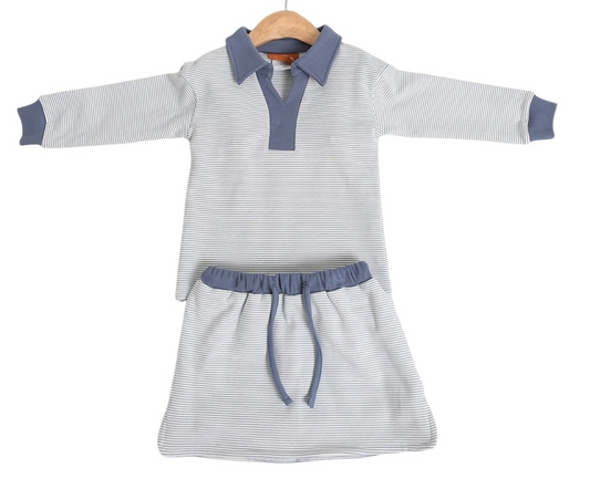 Millie Jay Isabelle Skort Set - Blue Stripe