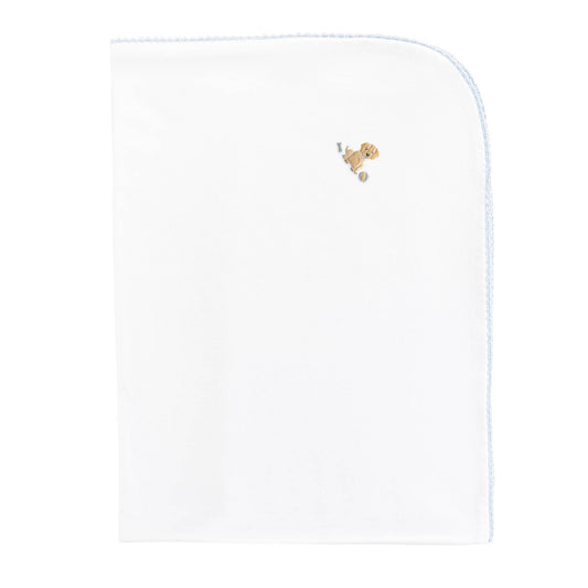 Baby Club Chic Good Puppy Boy Receiving Blanket with Crochet Trim