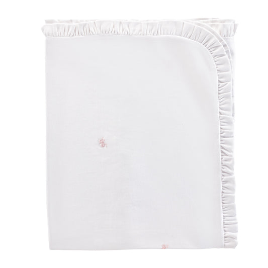 Baby Club Chic Little Bows Ruffled Receiving Blanket with All Over Embroidery