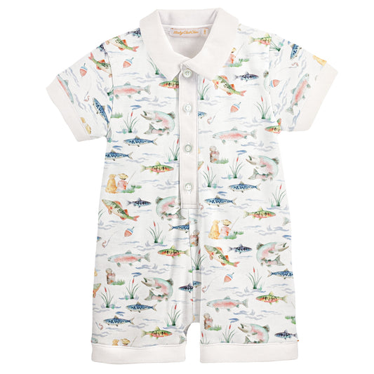Baby Club Chic Gone Fishing Romper with Collar
