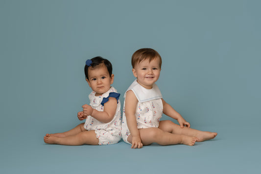 Baby Club Chic Boys Harbor Days Bubble with Sailor Collar