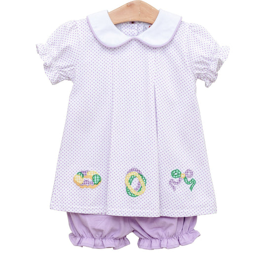 Smock Candy Mardi Gras Pleat Bloomer Set