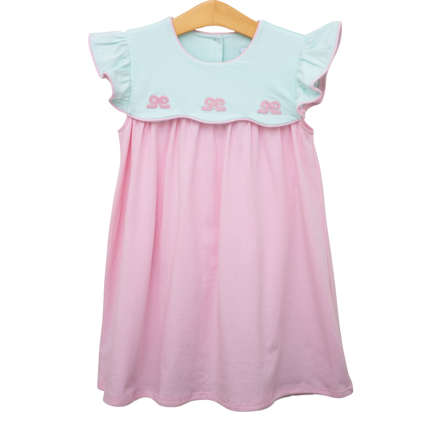 Smock Candy-French Knot Bow Scallop Dress