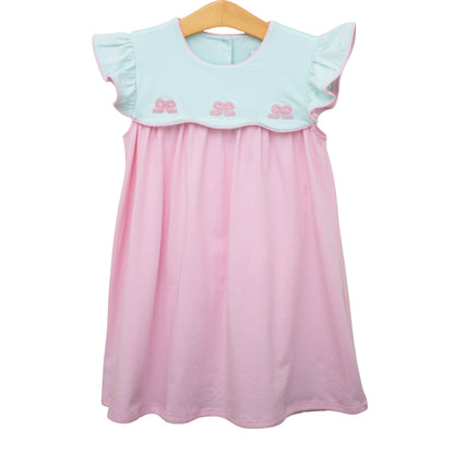 Smock Candy-French Knot Bow Scallop Dress