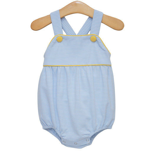 Smock Candy Luke Sunsuit - Light Blue Stripe and Yellow