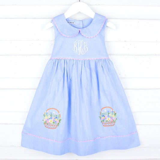 Sweet Dreams Chambray Flower Basket Dress