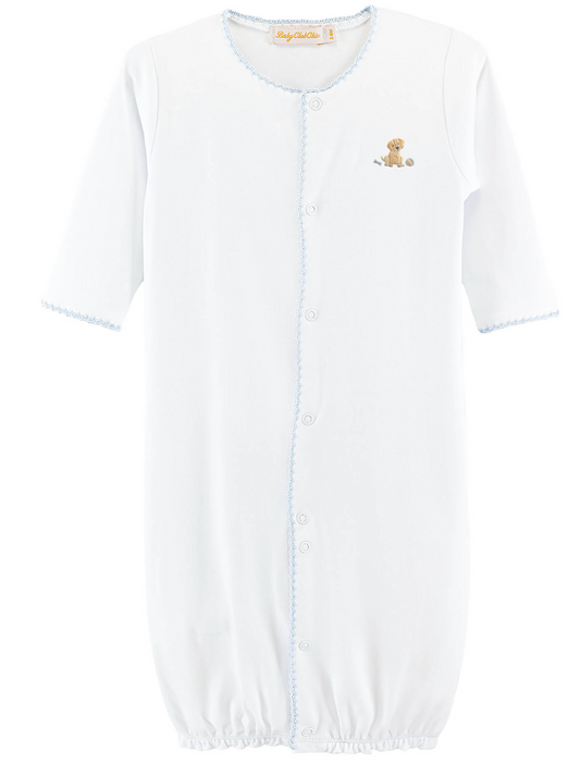 Baby Club Chic Good Puppy Boy Convertible Gown w/Crochet Trim