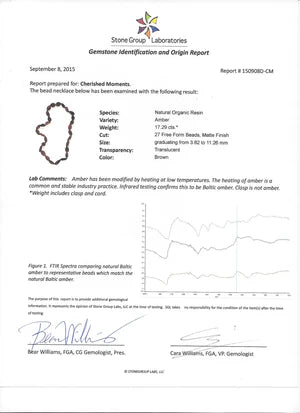 Cherished Moments Amber Teething Necklace for Teething Babies or Toddlers (Dark Cognac)