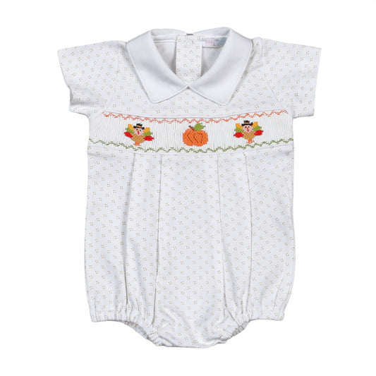 Baby Loren Thankful Day Hand Smocked Pima Bubble