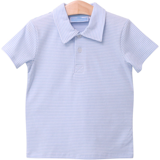 Trotter Street Kids Henry Polo - Light Blue Stripe