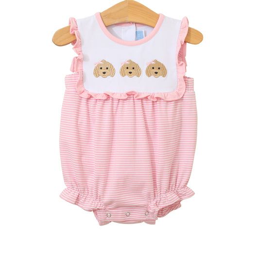 Trotter Street Kids Puppy Trio Embroidery Ruffle Bubble