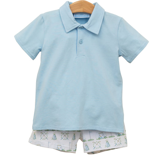 Trotter Street Kids Hole in One Polo Shorts Set