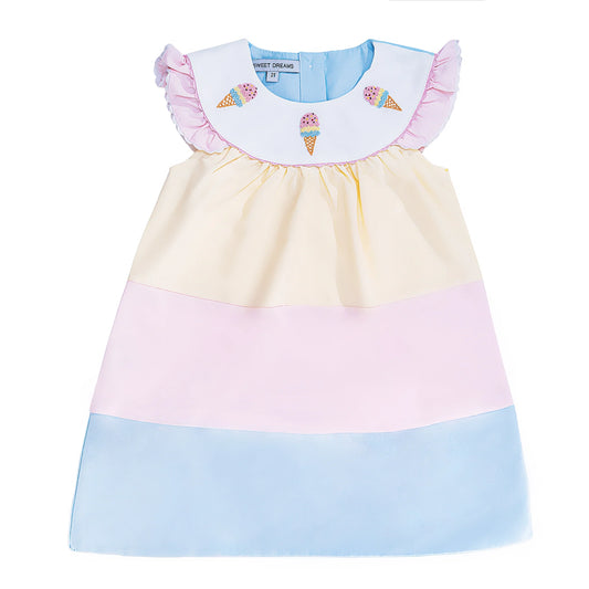 Sweet Dreams Colorblock Embroidered Ice Cream Dress