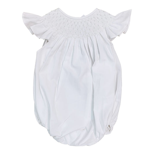 Catherine Pearl White Smocked Bubble