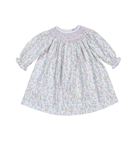 Baby Loren Vivian Floral Pima Hand Smocked Bishop Dress