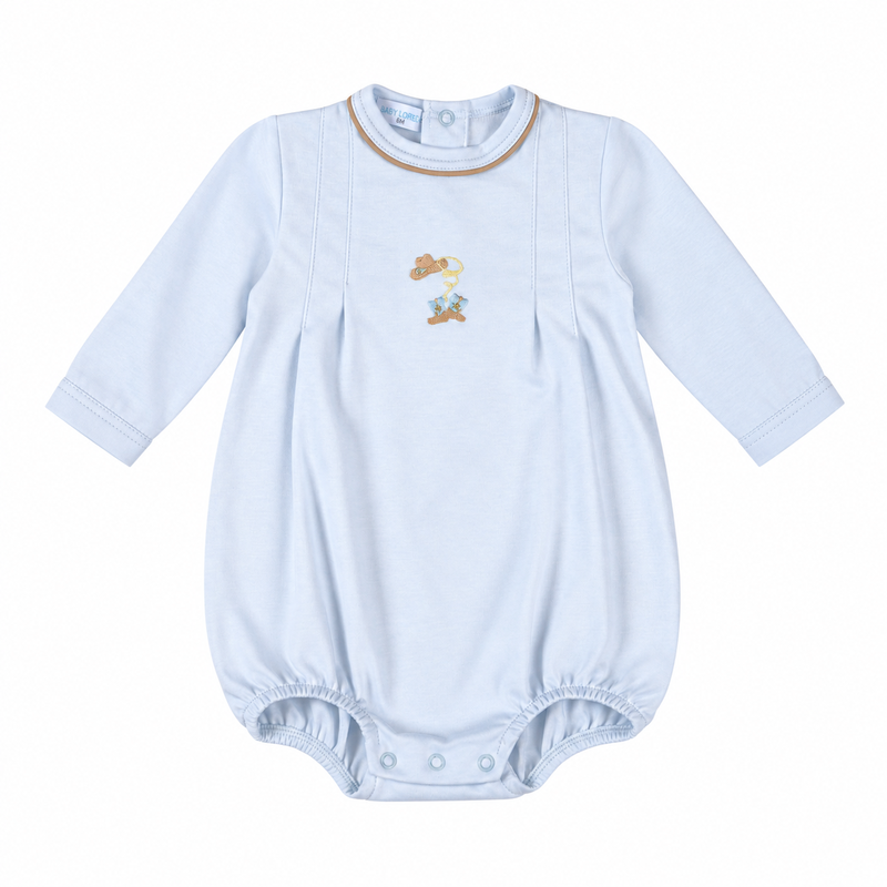Baby Loren Blue Cowboy Long Sleeve Pima Bubble