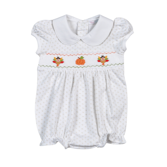 Baby Loren Thankful Day Hand Smocked Pima Bubble - Girl