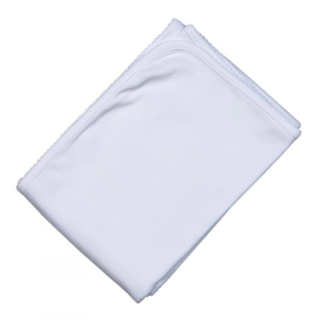 Baby Loren White Receiving Blanket White Picot Trim