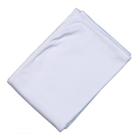 Baby Loren White Receiving Blanket White Picot Trim