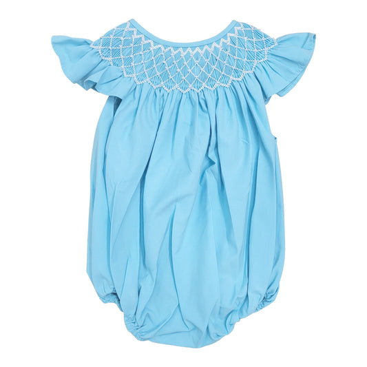 Catherine Pearl Aqua Smocked Bubble