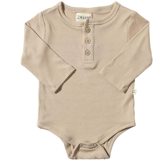 Me & Henry Aynor Rib Onesie Beige