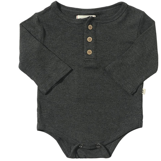 Me & Henry Aynor Rib Onesie Charcoal