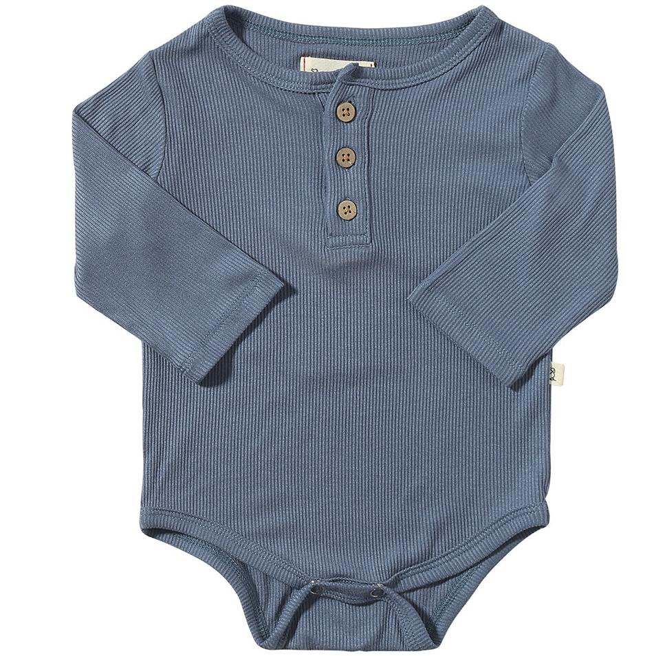 Me & Henry Aynor Rib Onesie China Blue