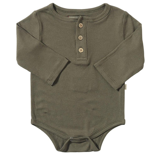 Me & Henry Aynor Rib Onesie Green