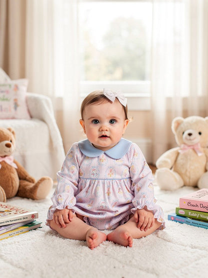 Baby Loren Royal and Charm Pima Scallop Collar Bubble
