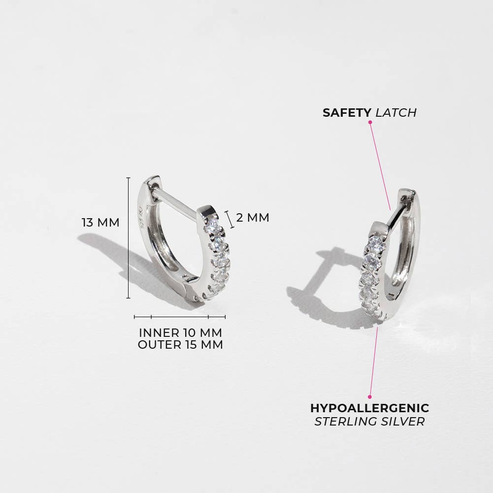 In Season Jewelry - Multi CZ 9mm Kids / Girls Earrings Hoop - Sterling Silver