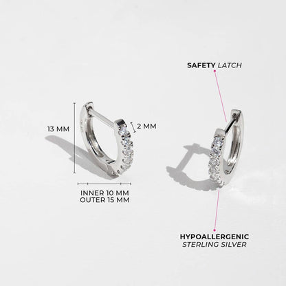 In Season Jewelry - Multi CZ 9mm Kids / Girls Earrings Hoop - Sterling Silver