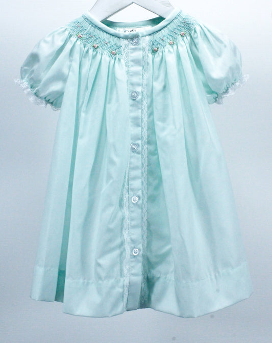 Baby Blessings Clothing - Mint Geometric Flowers Sophia Dress
