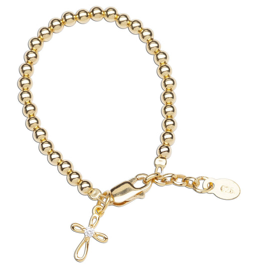 Cherished Moments - Kids 14K Gold-Plated Cross Bracelet Baby Girl Baptism Gift