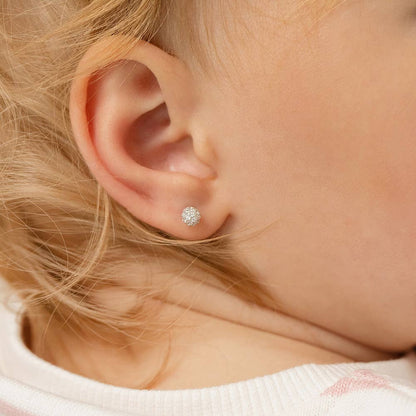 In Season Jewelry - CZ Ball 4mm Baby / Toddler / Kids Earrings - Sterling Silver