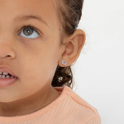 In Season Jewelry - 5 Point CZ Crown Baby / Toddler Earrings - Sterling Silver