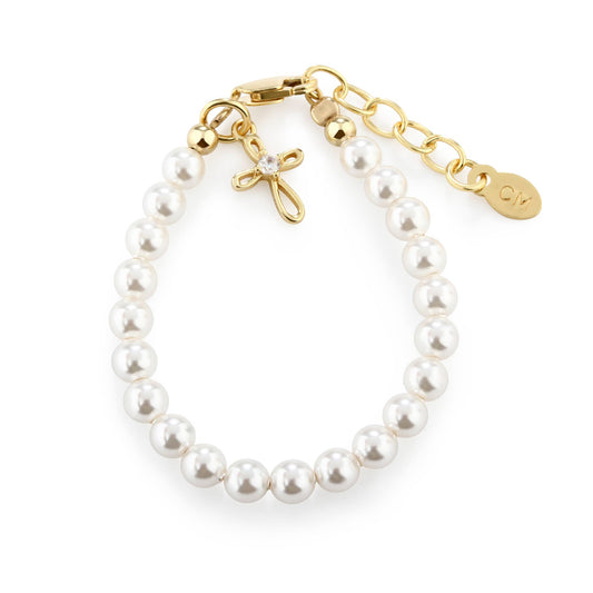 Cherished Moments - Kids14K Gold-Plated Baptism Cross Bracelet or Communion Gift