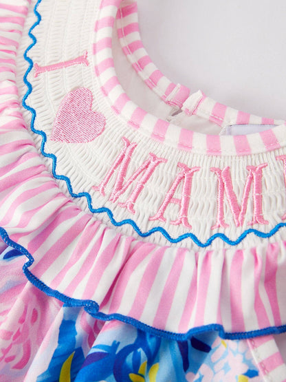 Rylee Faith Designs - “I ❤ MAMA”Embroidery Smocking Baby Girls Bubble