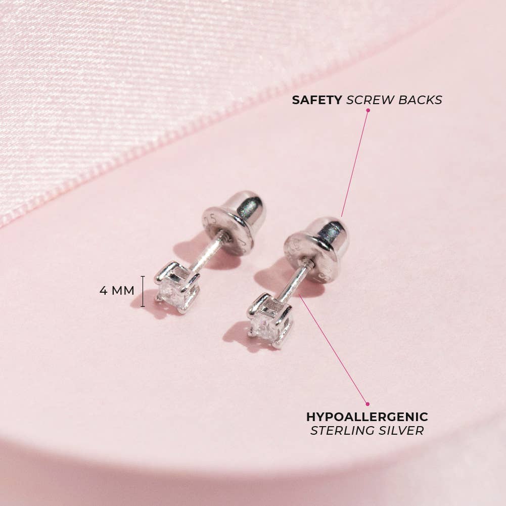 In Season Jewelry - Solitaire 2mm-5mm Baby / Toddler Earrings - Sterling Silver
