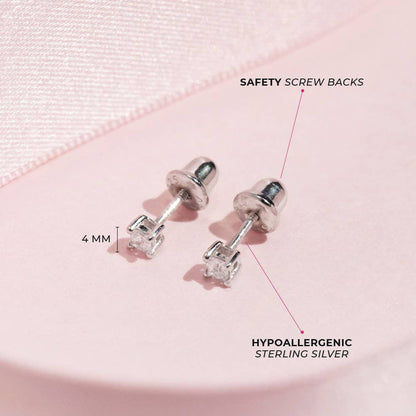 In Season Jewelry - Solitaire 2mm-5mm Baby / Toddler Earrings - Sterling Silver