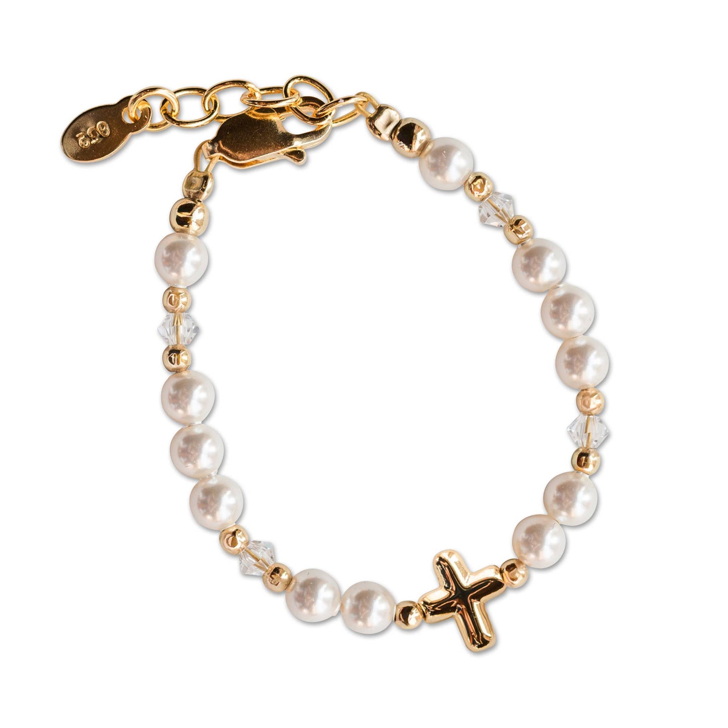 Cherished Moments - 14K Gold-Plated Baby Cross Bracelet Baptism & Communion Gift