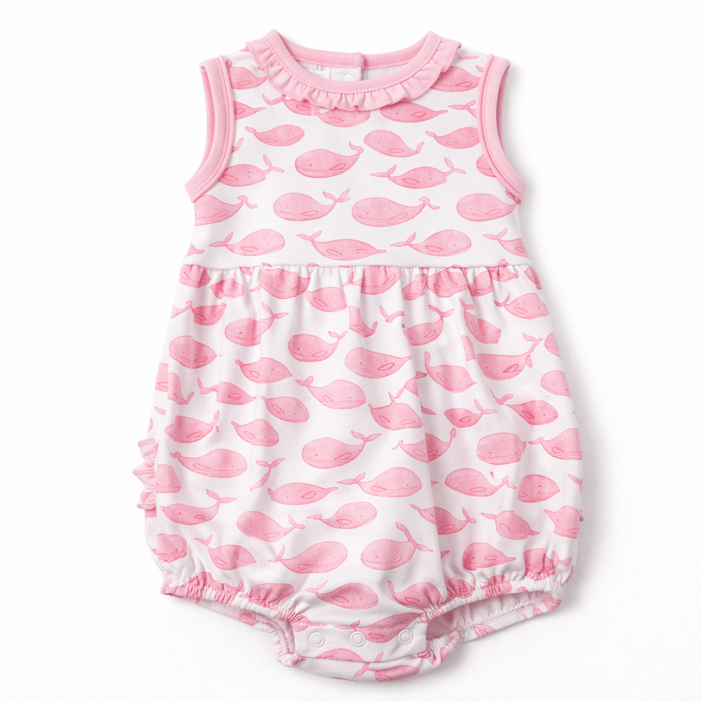 Magnolia Baby Azure Whales Print Bubble - Pink